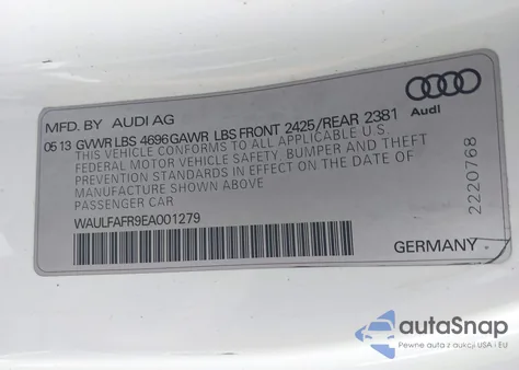 2014 Audi A5 2.0T Premium from USA, damaged, VIN WAULFAFR9EA001279